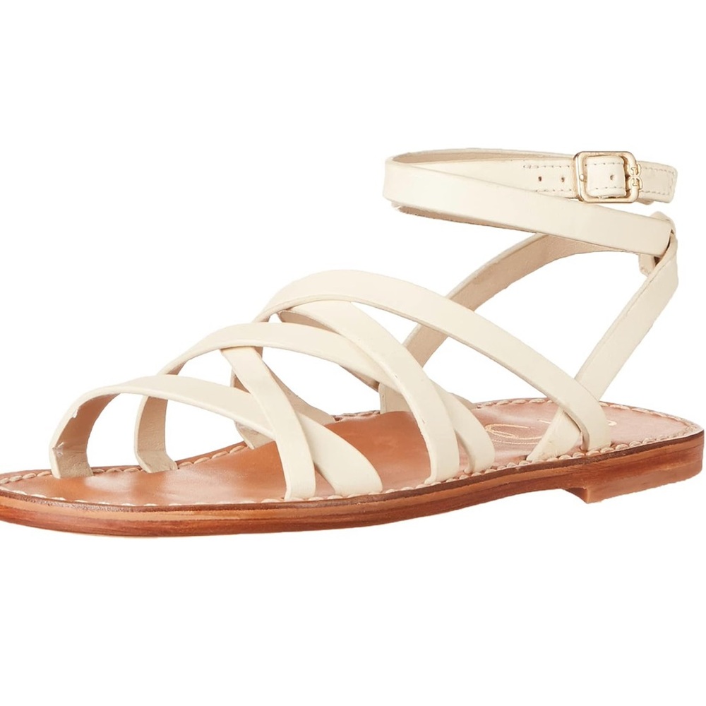 NWOT⭐️SAM EDELMAN LEATHER Meraia Strappy SANDALS Ivory Cream Off White Size 9.5